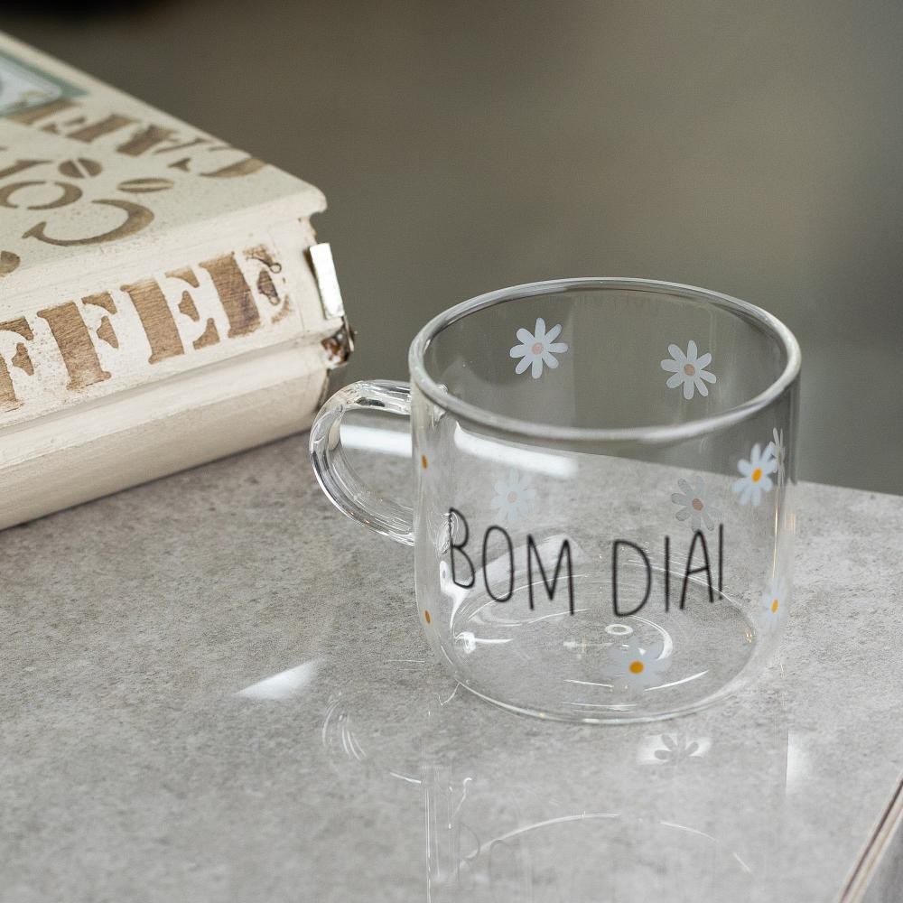 Caneca Wolff de Vidro Resistente ao Calor Bom Dia 120ml - Home & Living
