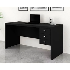 Mesa de Escritório ME4113 c/ 3 Gavetas Preto - Tecno Mobili