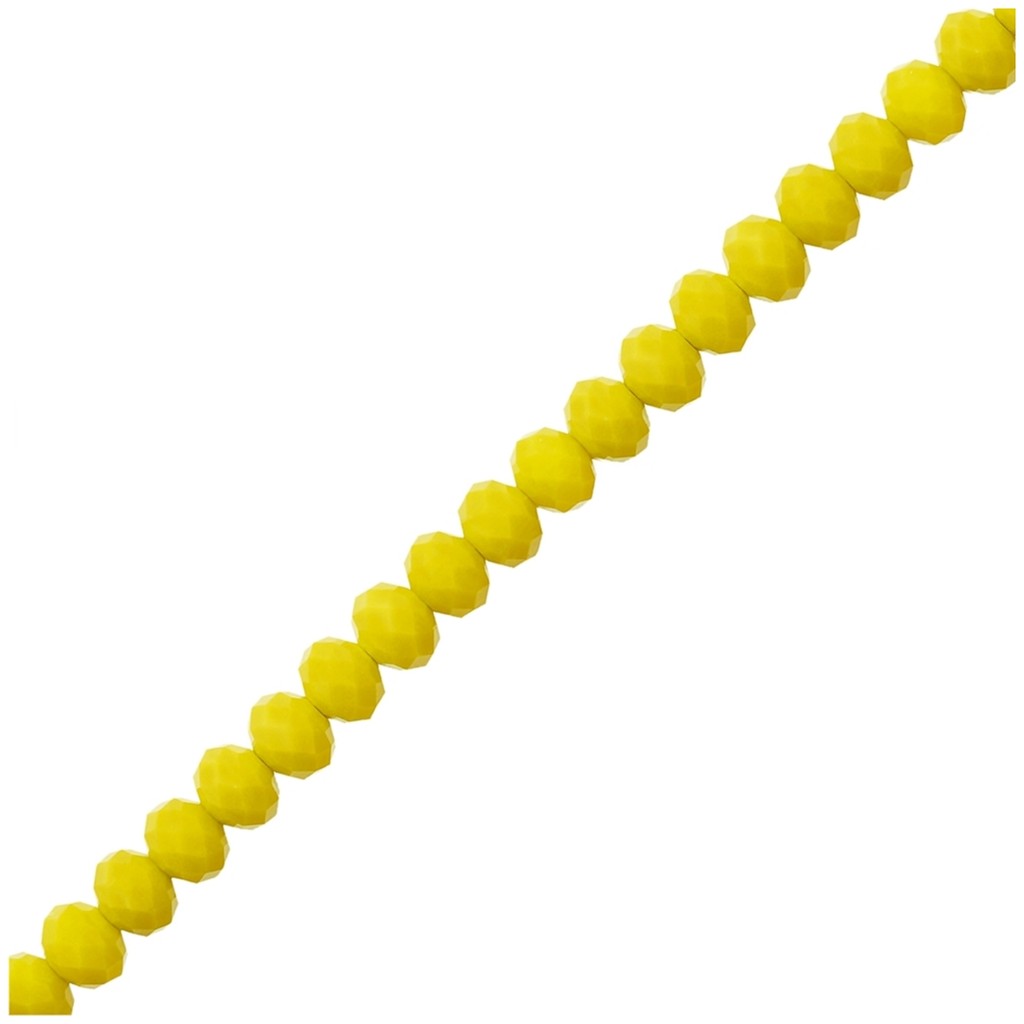 Fio De Contas Miçangas Facetadas De Cristal Amarelo Sólido 8mm Aprox. 68 Peças - Bijuterias Pulseiras Colares Artesanato