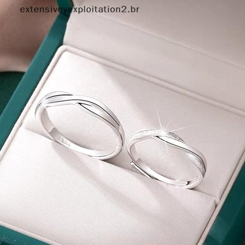 Moda Casal Anéis Conjunto Cor Prata Simples Abertura Ajustável Anel De Dedo Luz Jóias Para Mulheres Presente Aniversário em Oferta na Shopee