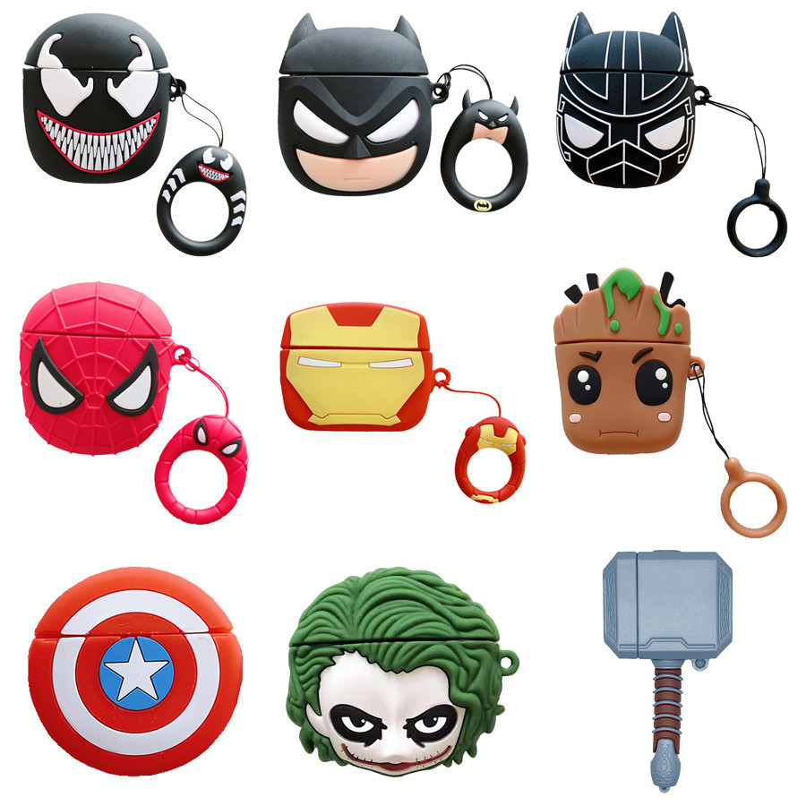 Super-herói Bat Spider Iron Shield Hammer Tree Man Case para Apple Airpods 2 3 Geração Capa para AirPods Pro 2nd Gen Pro