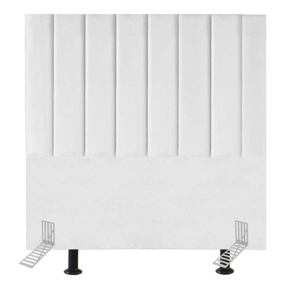 Cabeceira Estofada Cama Casal Box 140 Cm Sara Suede E Frame Cor:branco