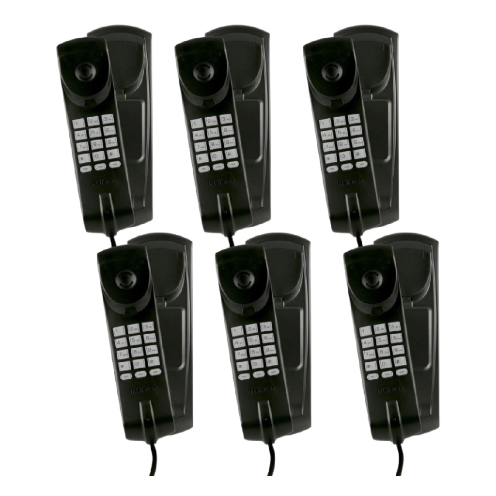 Telefone Gôndola com Fio Intelbras com Função Interfone  TC 20 Preto - 6 Unidades