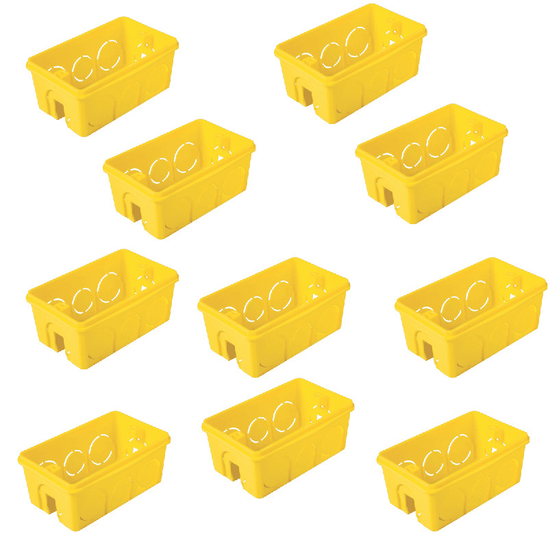 KIT C/ 10 CAIXAS DE EMBUTIR Tramontina PVC AMARELA 4 X 2