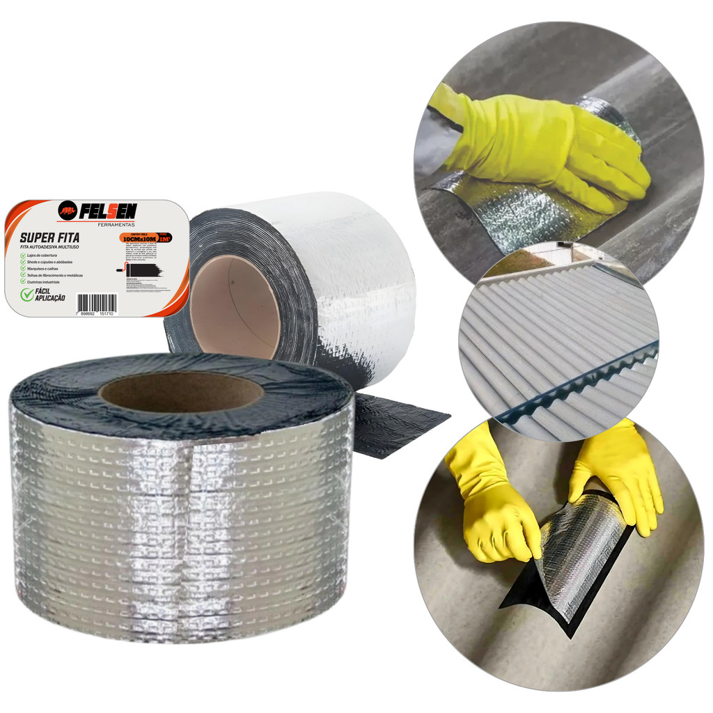 Manta fita asfáltica adesiva Aluminizada telhado laje 10cm em Oferta na Shopee