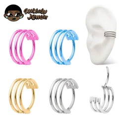 Piercing Titânio com três camadas, piercing de nariz oco, clicker, cartilagem de orelha, tragus
