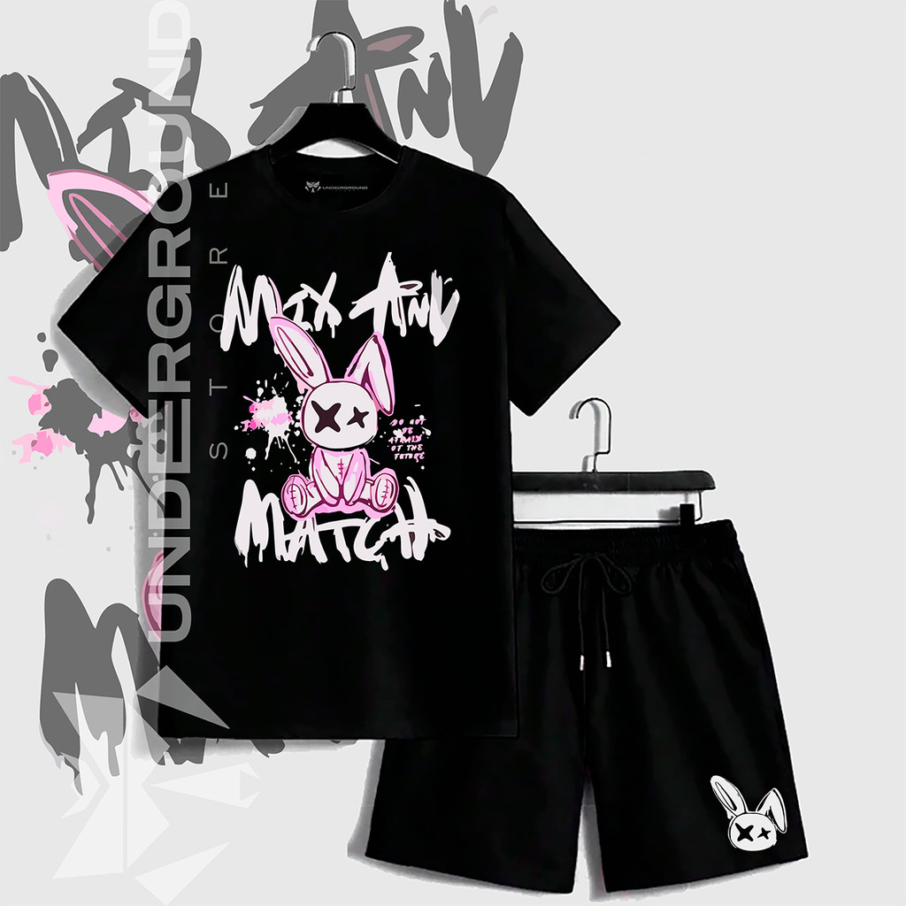 Conjunto Kit Camiseta Masculina Algodão + Short Tectel Conjunto Coelho Masculino