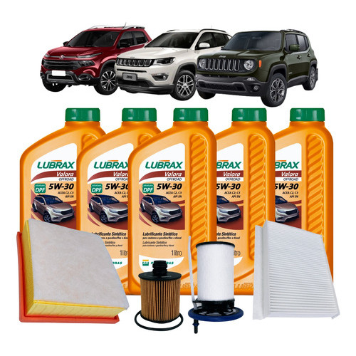 Kit Revisão Óleo 5W30 e Filtros - Toro Jeep Compass Renegade Diesel Commander 2.0 16V Ram Rampage
