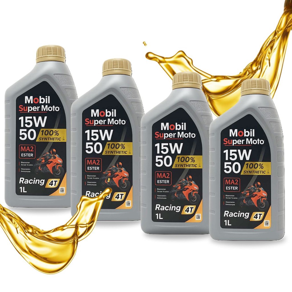 Kit Óleo Mobil 15w50 100% Sintético Super Moto Racing 4 Tempos 4 Litros