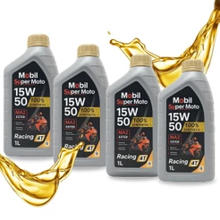 Kit Óleo Mobil 15w50 100% Sintético Super Moto Racing 4 Tempos 4 Litros
