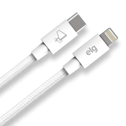 Cabo USB-C para Lightning Carregador iPhone, Carga Rápida 27W 3A, Malha Trançada Nylon, 1m, ELG