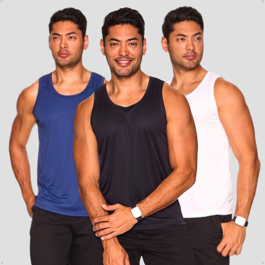 Kit 3 Camisas Regatas Masculina Lisa Básica Academia Dry
