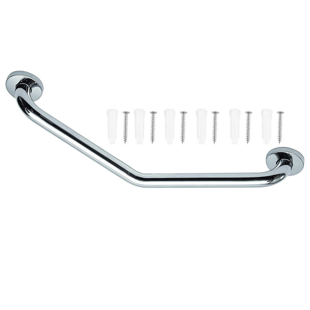 Barra Alça De Apoio Angular Inox 25cm Acessibilidade Idoso Gestante Box Banheiro Vaso Previne Queda Acidentes Segurança