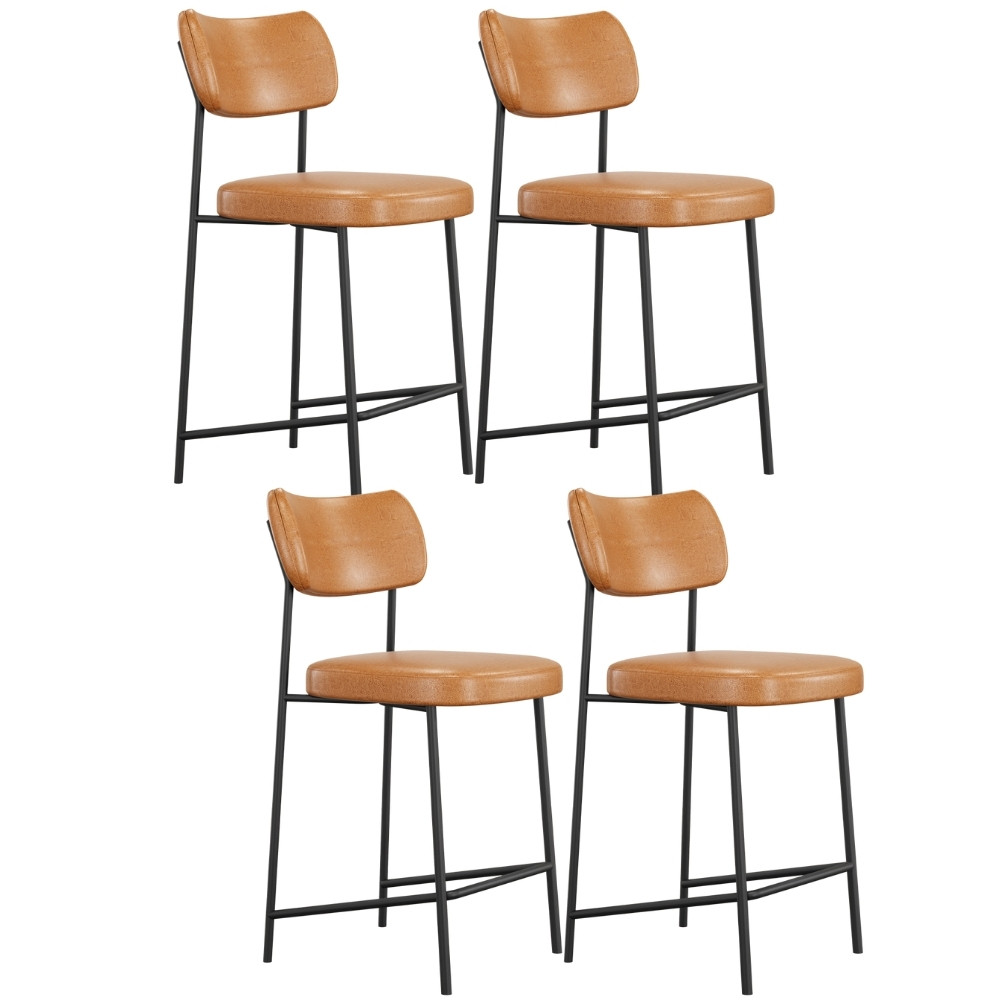 Kit 04 Banquetas Baixa Bar Cozinha Sala De Jantar Preto Elira L02 Couríssimo Whisky - Lyam Decor em Oferta na Shopee