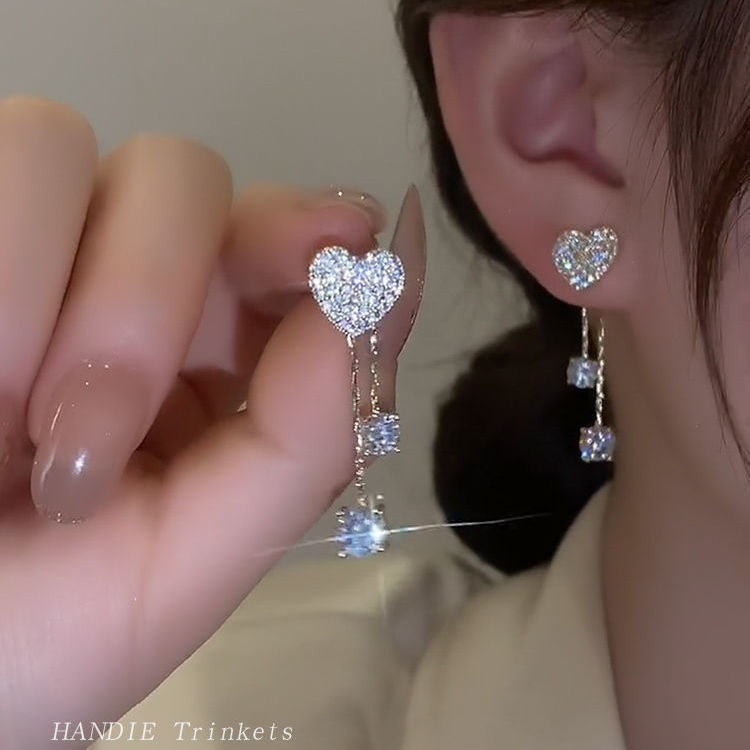 Amor brincos de dupla utilização 2025 novo estilo na moda luz luxo High-End temperamento longo borla brincos femininos