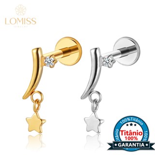 Piercing Orelha Tragus Helix Labret Pingente Estrela Titânio Zircônia em Oferta na Shopee