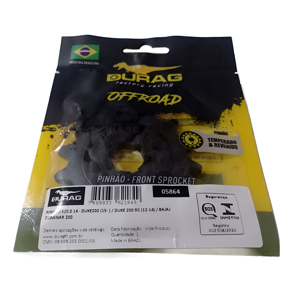 Pinhão 14 Dentes Moto Duke 200 / Bajaj Dominar 200 P520 - Durag