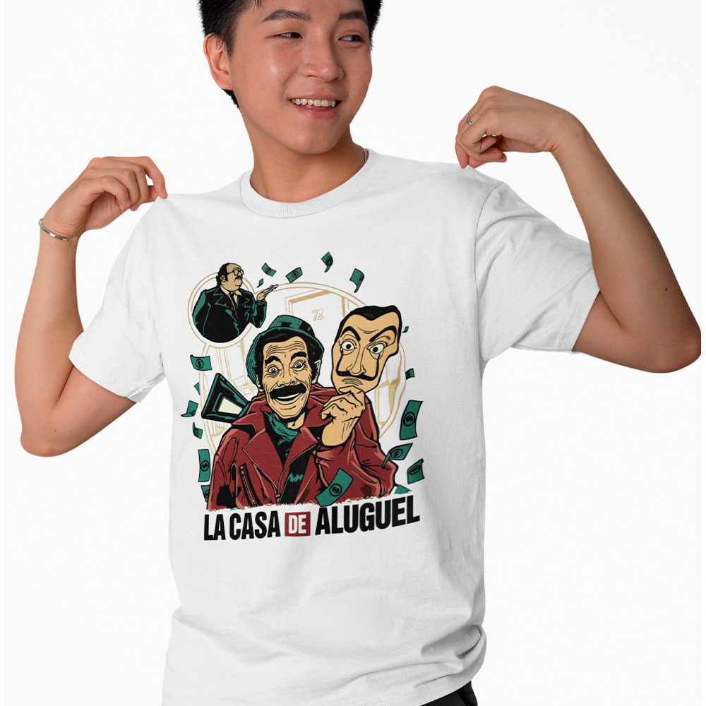 Camiseta La Casa Papel Aluguel Unissex Camisa Exclusiva Blusa Meme Madruga 100% Algodão Qualidade Premium