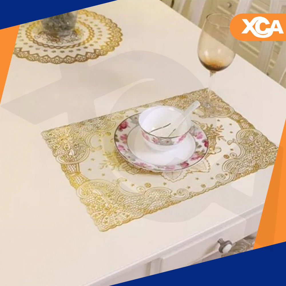 Jogo Americano Pvc Mesa Kit 2 /4 /6 Lugares Prata Dourado Oval Rendado Posta Jantar Descanso Rendado