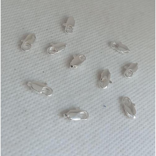 Fecho Italiano 1cm pct com 10 pçs folheado a prata 50 milésimo