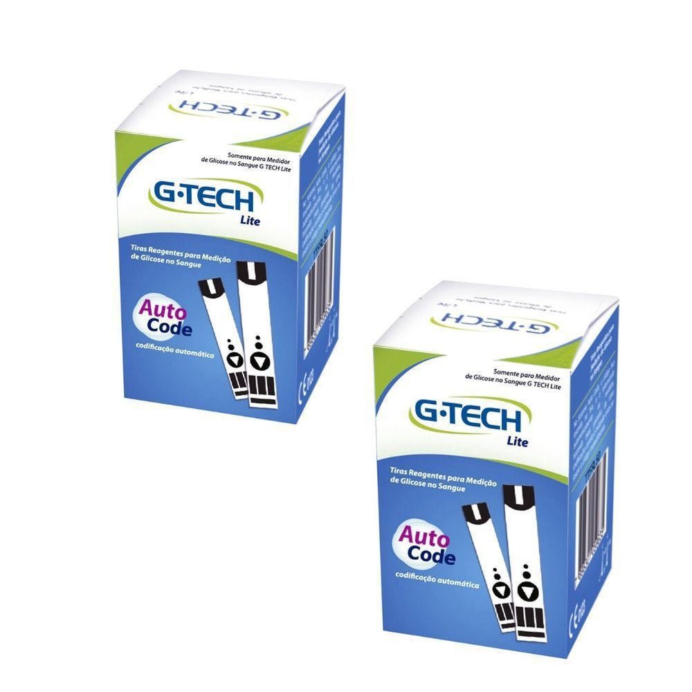 Kit 100- Fitas Tiras De Glicemia Glicose Para Medidores De Glicose G-tech Lite