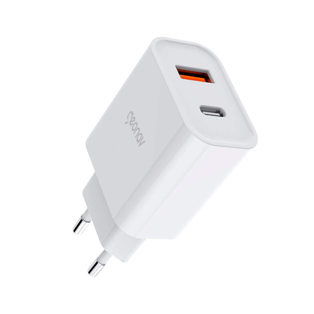 Carregador de Parede Turbo 20W Duo USB USB-C QC 3.0 Branco Geonav - CH20PDQC - Home & Living