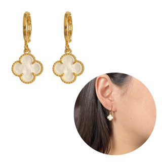 Brinco Trevo Ouro 18k Madrepérola Modelo Virgínia Banhado em Oferta na Shopee