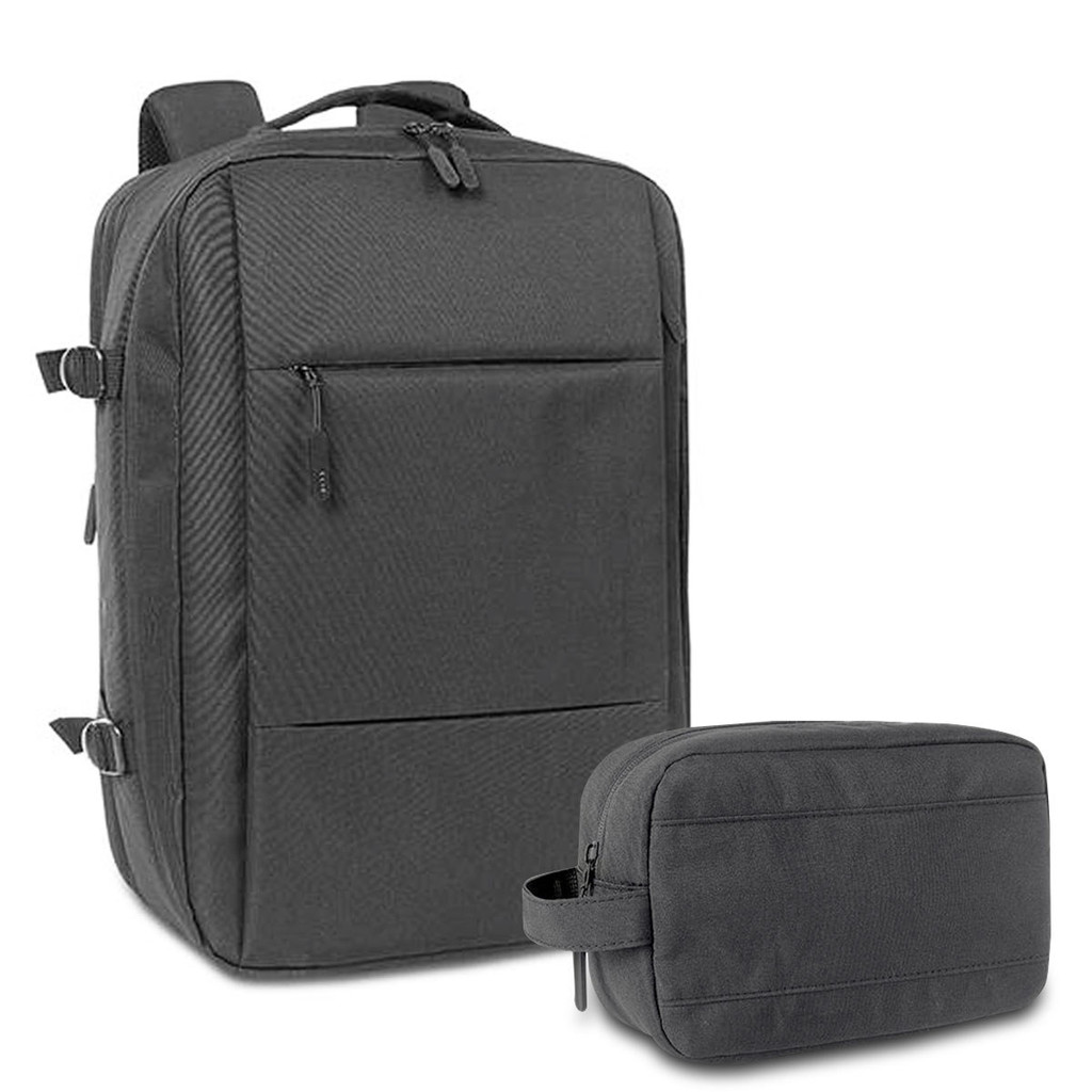 Kit Mochila Expansiva Viagem de Bordo com Necessaire Ampla Armazenagem