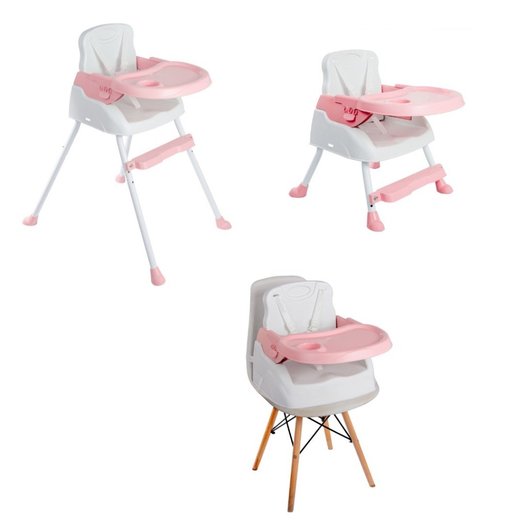 Cadeira Cadeirão de alimentação bebe portatil 3 em 1 Styll Baby - Rosa em Oferta na Shopee