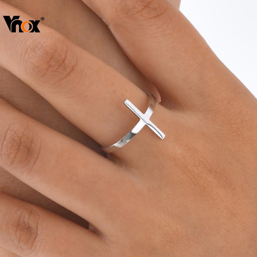 Anel Ajustável Aberto Cruzado Vnox Para Homens E Mulheres , De Crucifixo De Aço Inoxidável , Acessórios De Joias , Prese em Oferta na Shopee