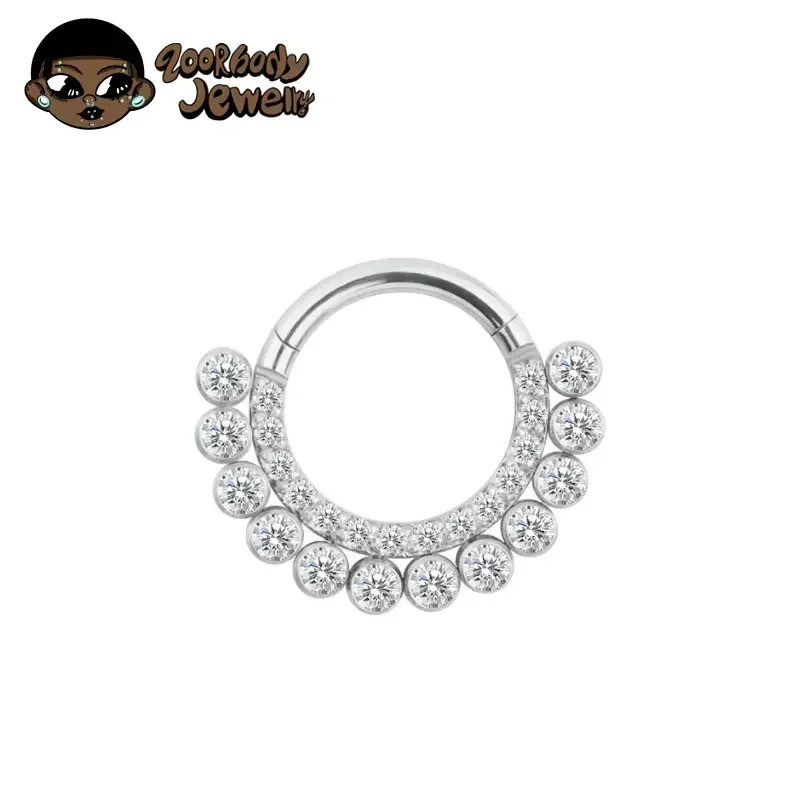 Piercing Argola Titânio Segmento Articulado 2 Linhas Zircônia Cravejada | Septril, Rook, Conch, Nariz em Oferta na Shopee