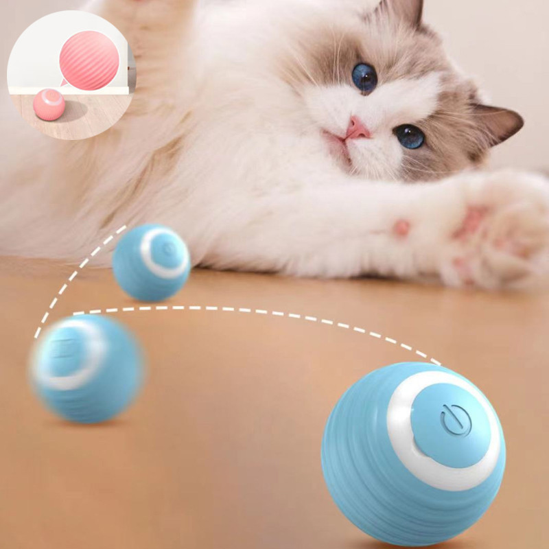 KIT 2 Peças Bola de Brinquedo Elétrica Para Gatos e Cães - Interativa/ Com Rotação Automática e Recarga USB - WYL