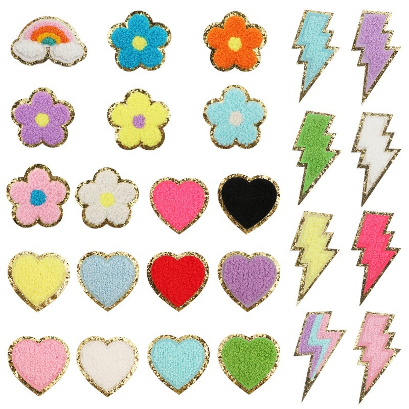 1 Pçs Senhoras Romântico Amor/Relâmpago/Flores Cola Quente Engomar Lã Bordado Remendo Saco Decorativo Roupas em Oferta na Shopee