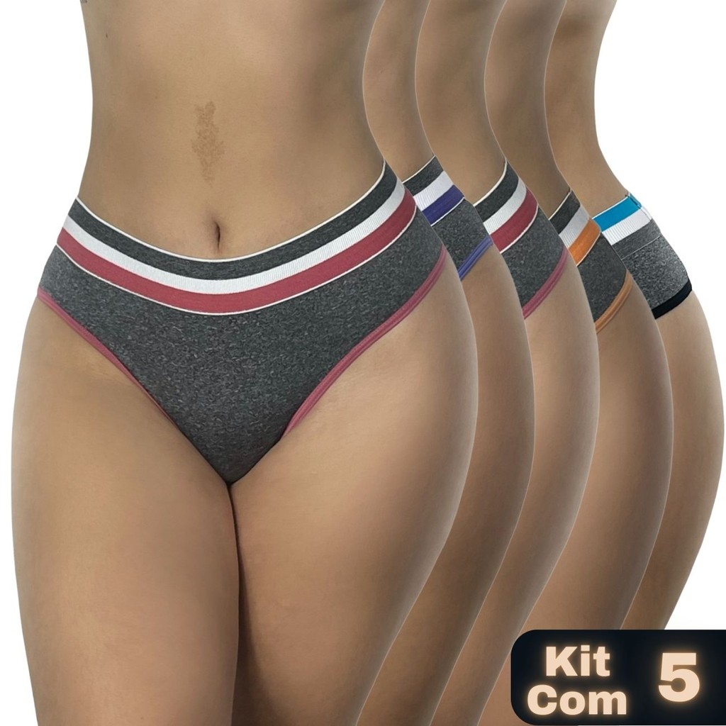 Kit 5 Calcinhas Fio Dental Feminina Microfibra Não Marca Nem Enrola em Oferta na Shopee