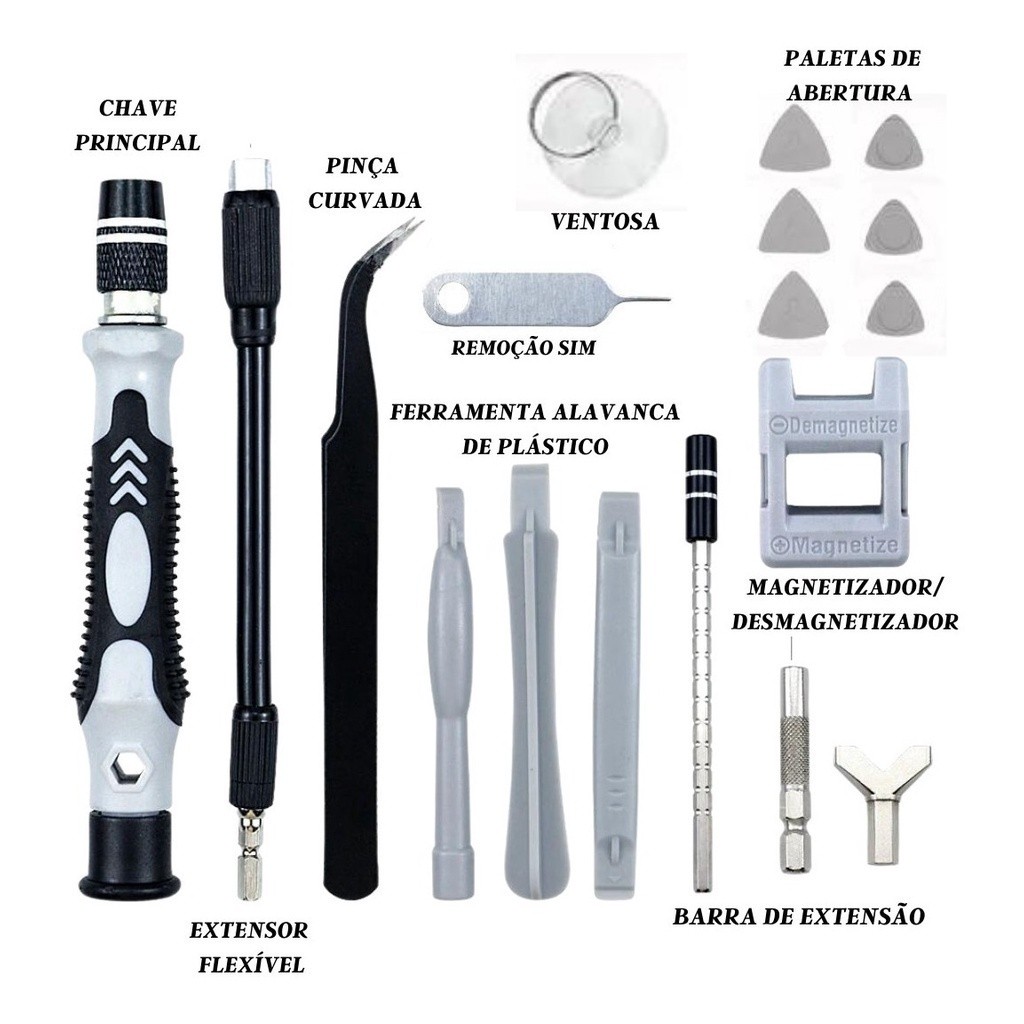 Kit Ferramentas 115 Peças Jogo Mini Chaves Precisão Multiuso Celular Notebook Tablet