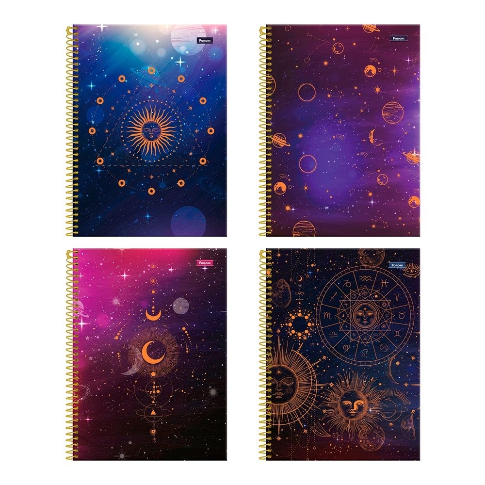 Caderno Espiral Foroni Universitário Capa Dura Cosmos 1 Matéria 80 Folhas - Embalagem com 4 Unidades em Oferta na Shopee