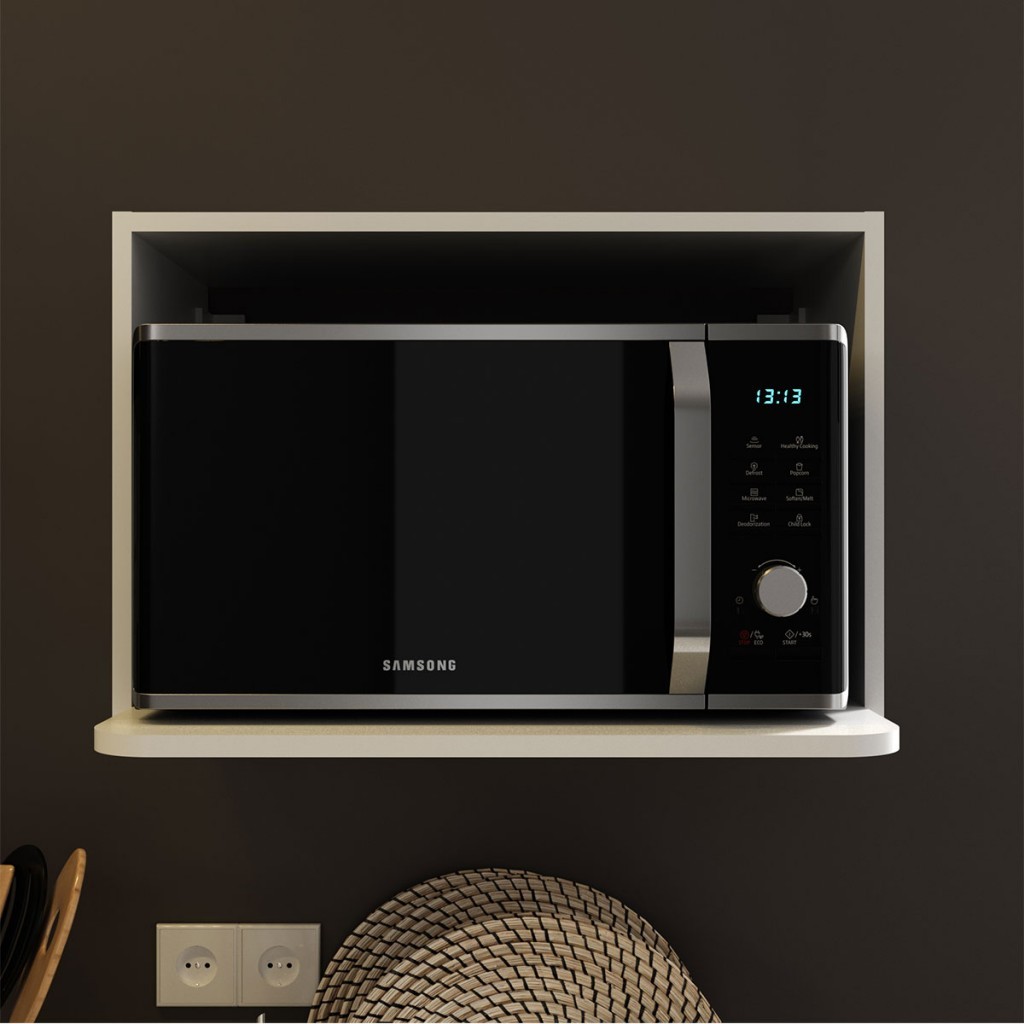 Armário Aéreo Cozinha para Microondas 100% Mdf Cz3319 Branco - Tecno Mobili em Oferta na Shopee