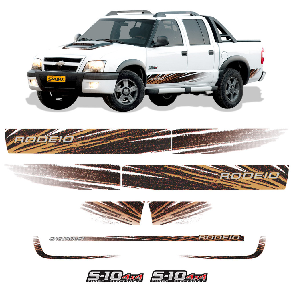 Faixas S10 Rodeio 2011 Completo + Adesivos Turbo Eletronic em Oferta na Shopee