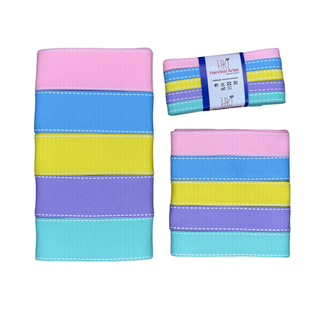 Kit de Fita Yama Pesponto Candy (3 Tamanhos) 15 Metros - 1 Metro de Cada