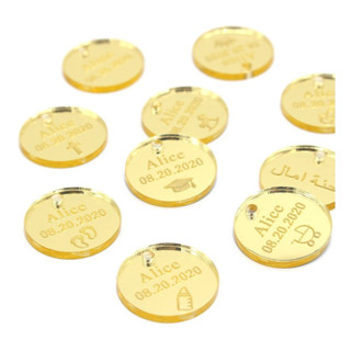 tag personalizada de acrilico espelhado 2cm - kit 40un em Oferta na Shopee