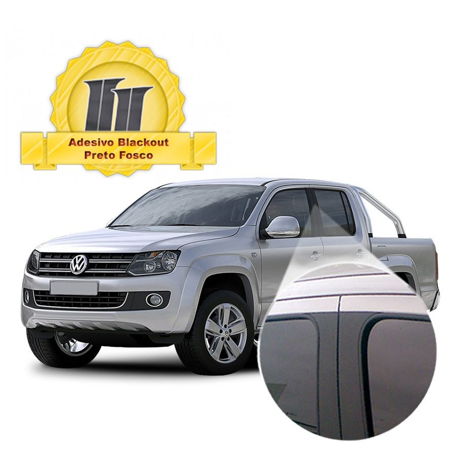 Adesivo Blackout AMAROK Coluna de Porta Preto Fosco Poroso