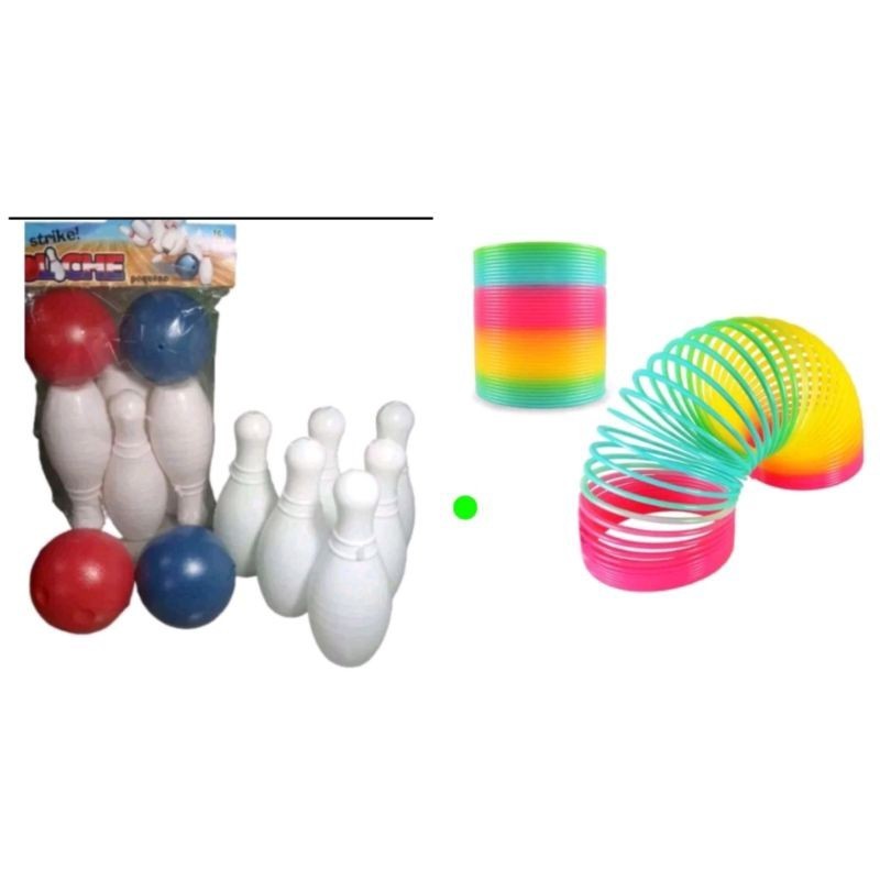 KIT COM 2 BRINQUEDOS SENDO   1 MOLA MALUCA + 1 Mini Boliche Infantil 6 pinos