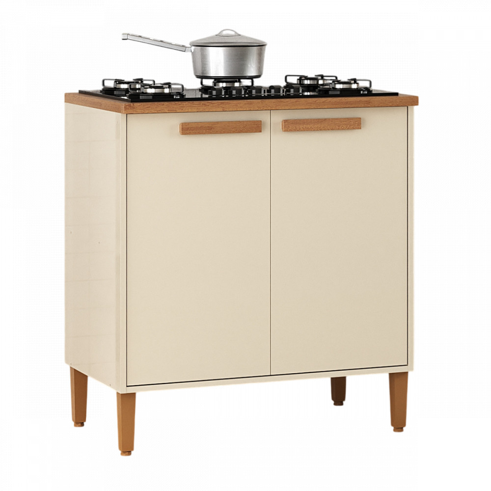 Balcão para Cooktop 4 ou 5 Bocas Munique Off White e Canelato Atualle - Home & Living