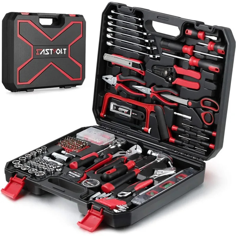 Kit de Ferramentas Domésticas de 218 Peças, Conjunto de Ferramentas para Reparação de Auto...