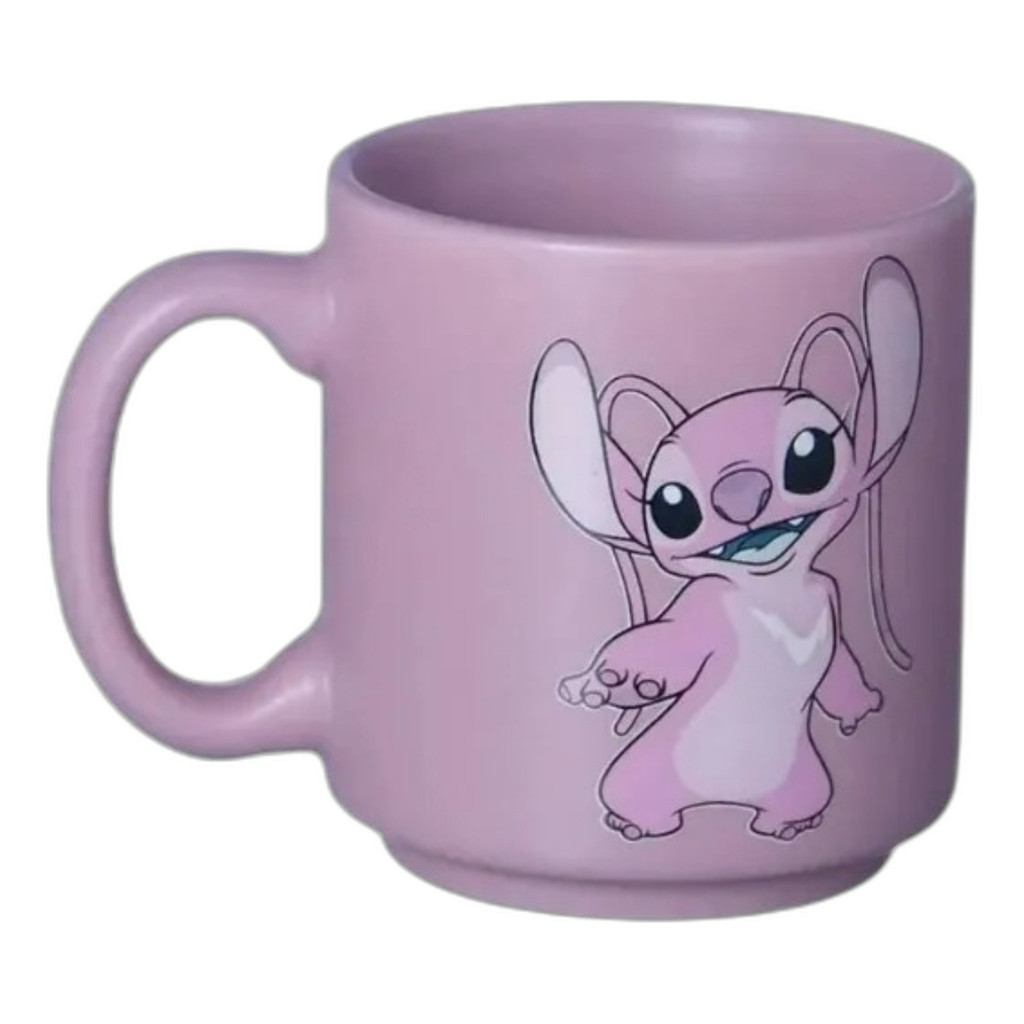 Mini Caneca Tina  Stitch Angel 100ml Rosa - Zonacriativa