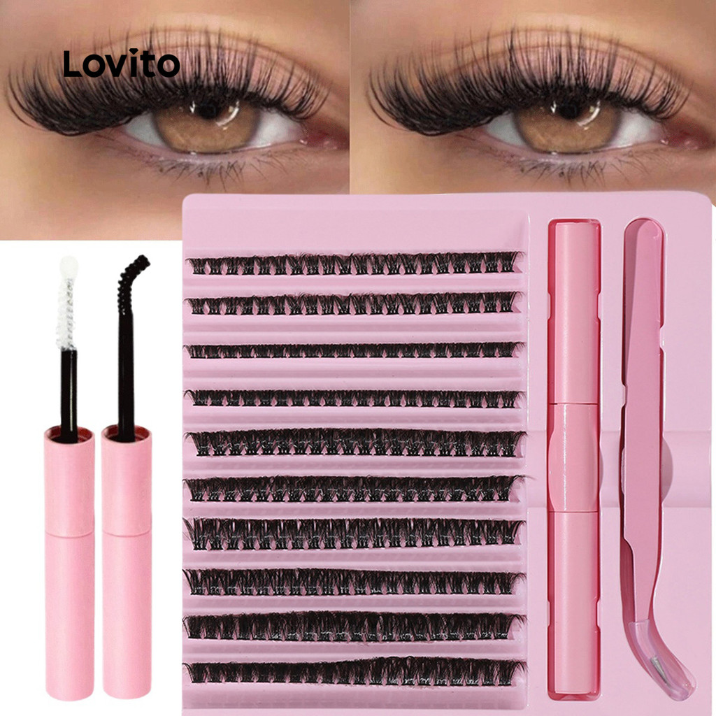 Lovito Conjunto De Cílios Lisos Casuais Natureza Cílios Postiços De Comprimento Misto Para Mulheres LCS09150 em Oferta na Shopee