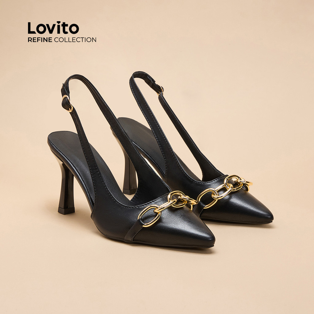 Detalhes do (Lovito Refine) Elegante fivela de refinado e pontiagudo para mulheres LFAR11407