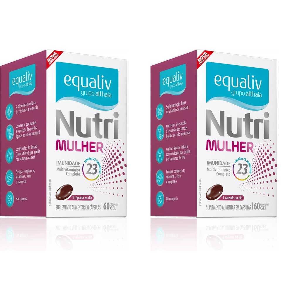 Kit c/ 2 Suplemento Equaliv Nutri Mulher Óleo Linhaça 60Cps