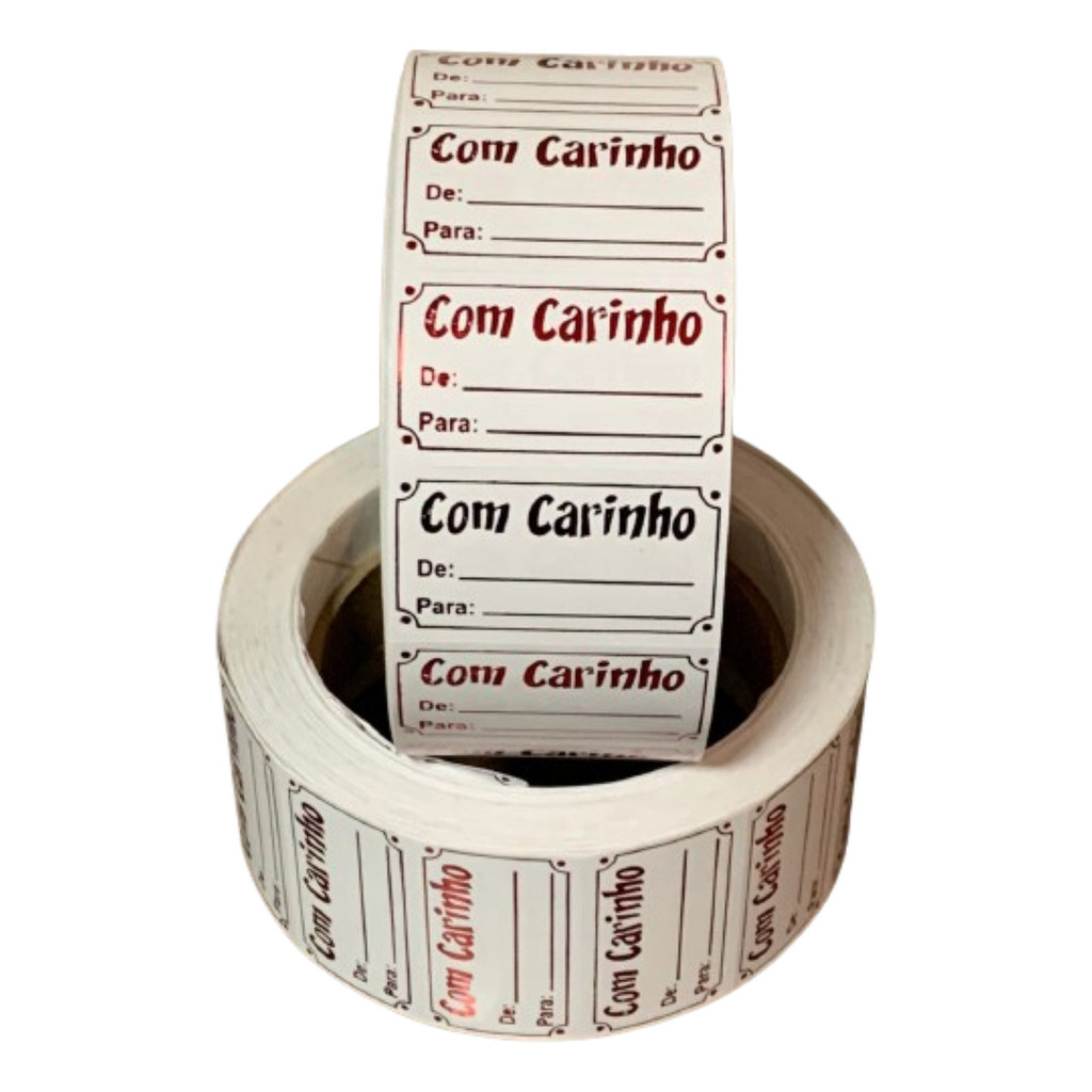 1.000 Etiquetas Para Presente Com Carinho De Para Cor Vermelho
