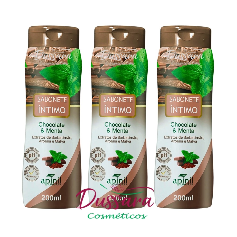 Kit C\ 3 Sabonete Íntimo Feminino Refrescante Chocolate e Menta l 210ml Apinil l Ameniza odores em Oferta na Shopee